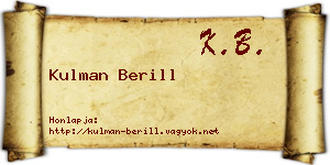 Kulman Berill névjegykártya